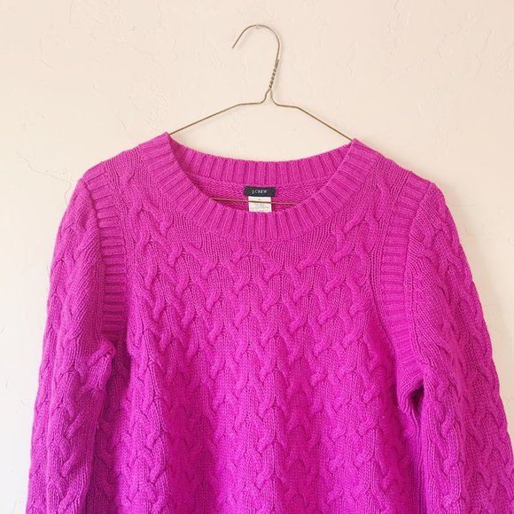 j.crew honeycomb sweater magenta, small - Picture 4 of 10